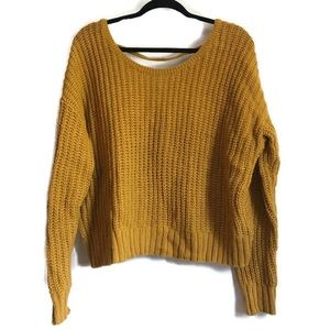 Mustard yellow open back sweater